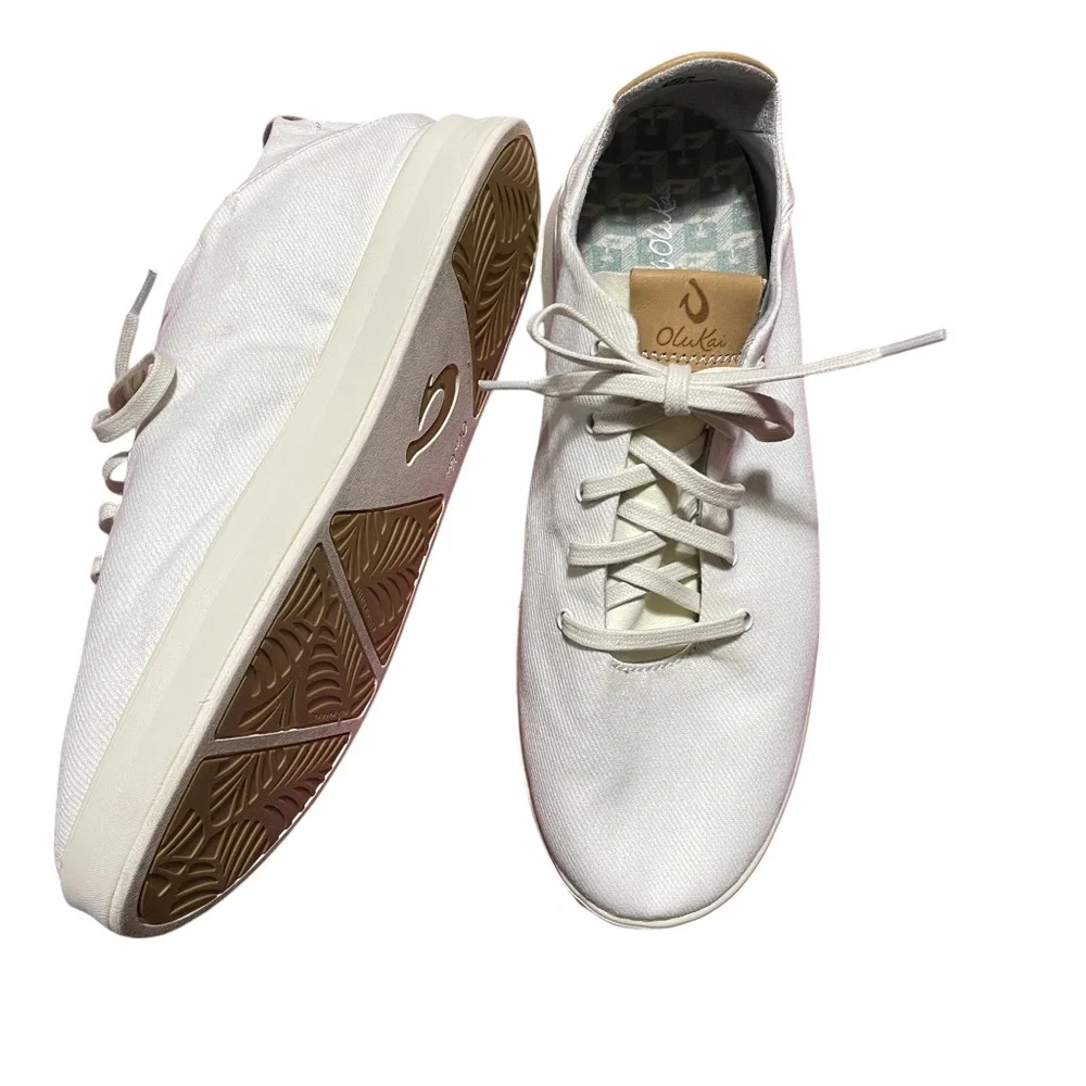 Olu Kai 10 White Canvas Sneakers Textile‎ Rubber Outer Sole